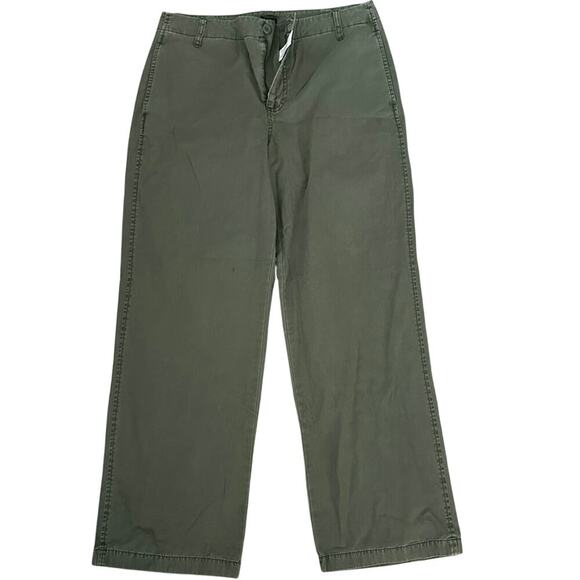 NWT J.Crew Green Mid Rise Wide Leg Crop Pants Size 29 - Picture 1 of 5